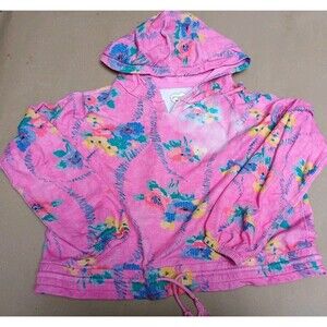 Love Shack Fancy X Beach Riot Jenna Hoodie - Large Pink Hibiscus